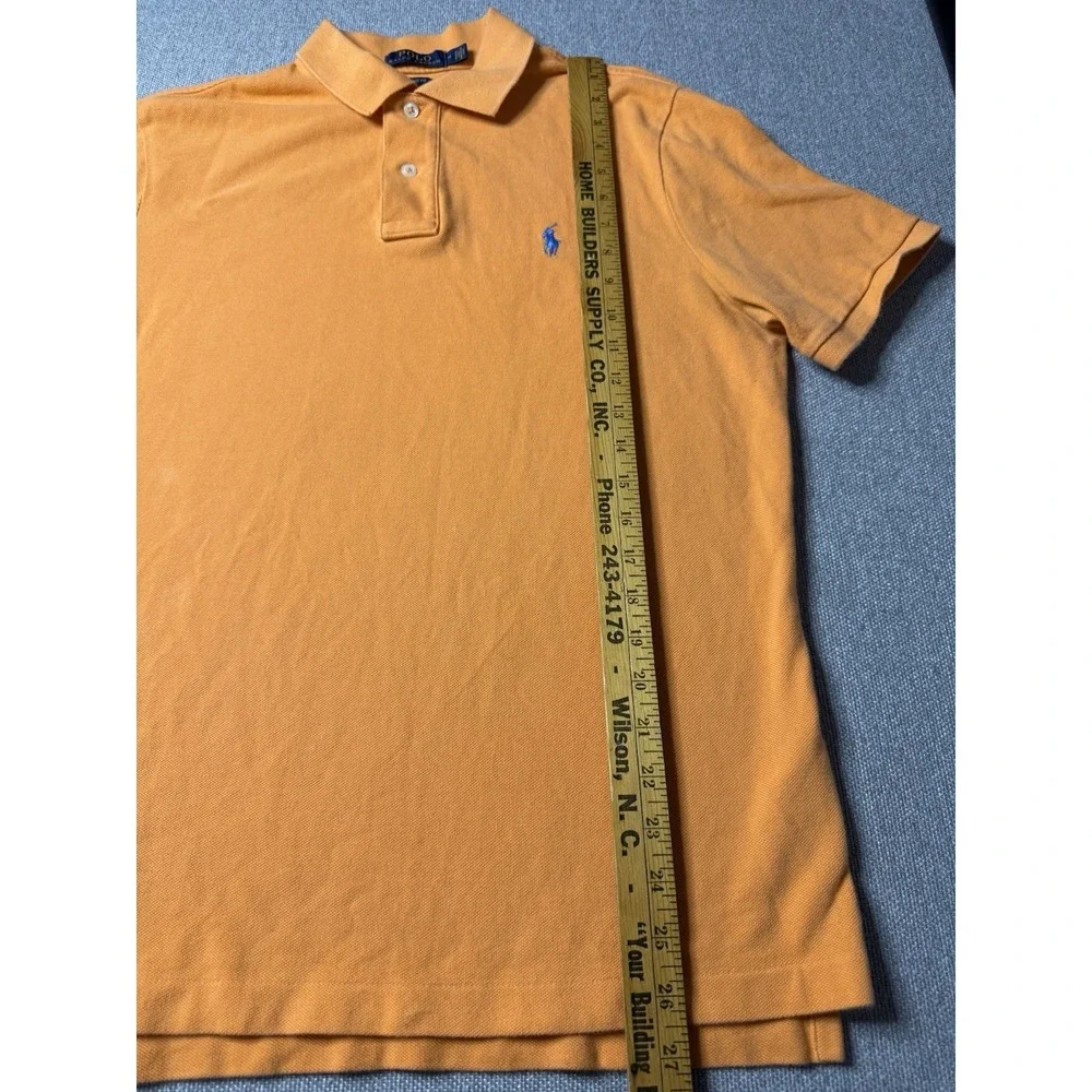 Polo Ralph Lauren Men's Med. Orange Polo Shirt Blue Emblem Short Sleeve Classic
